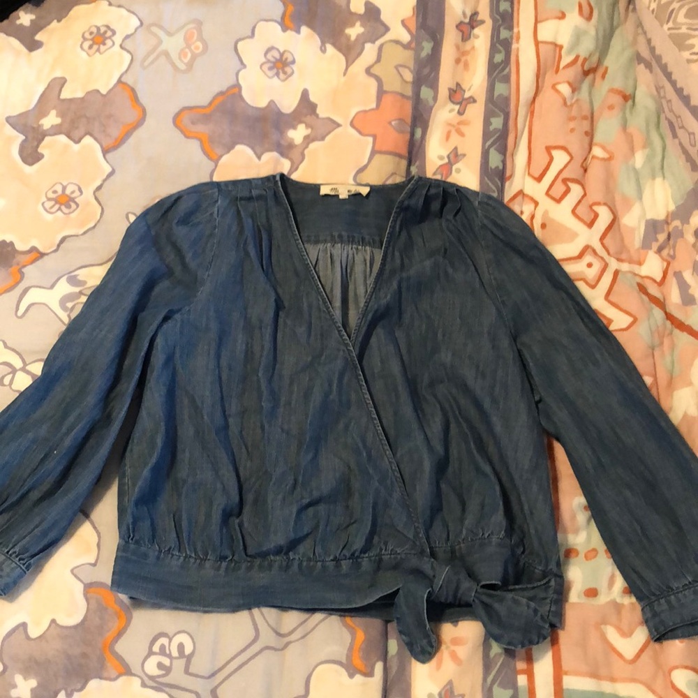 Madewell denim wrap top